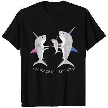 Discover Shark Unicorn Embrace Differences T Shirts