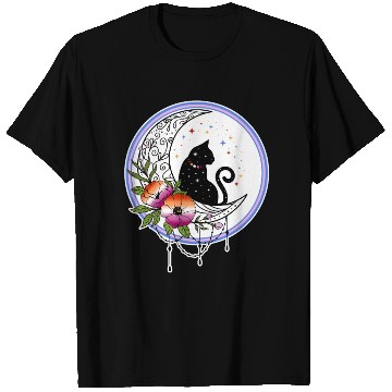 Discover Galaxy Cat and Flowers in Lesbian Flag Colors T Shirts