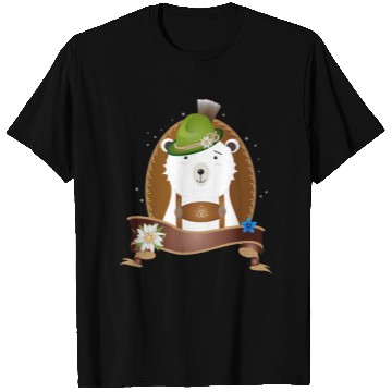 Discover cute polar bear in costume with hat and leather pa T Shirts
