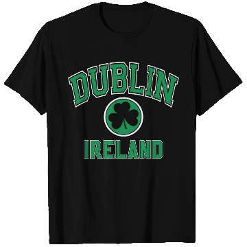 Discover Dublin Varsity Style Shamrock Green Print T Shirts