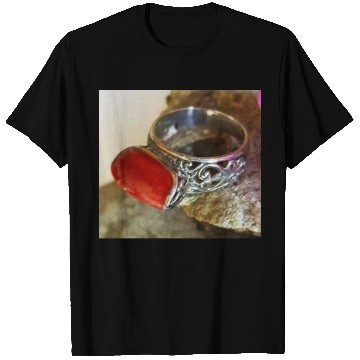 Discover Red Coral sterling silver ring for women T Shirts