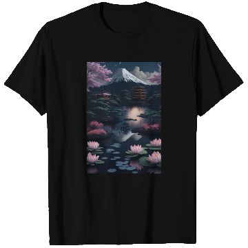 Discover Asia Landscape by night Serene Mount Fuji T Shirts