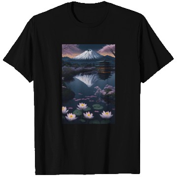 Discover Asia Landscape by night Serene Mount Fuji T Shirts