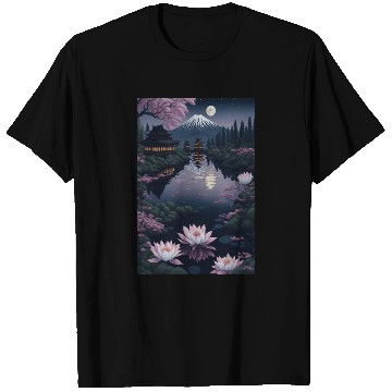 Discover Asia Landscape by night Serene Mount Fuji T Shirts