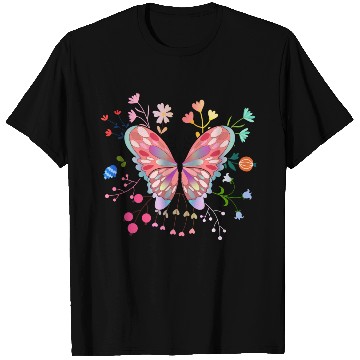Discover Butterfly flower pink insect bug floral nature T Shirts