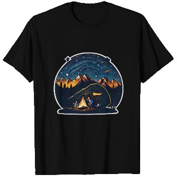 Discover Camper Sitting By A Campfire T Shirts