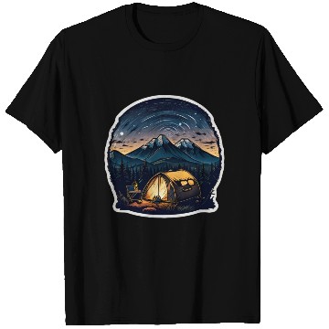 Discover A Camper Sitting By A Campfire T Shirts