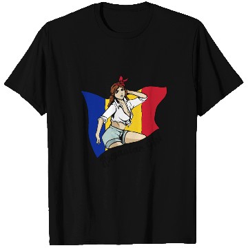 Discover Romanian girl flag design T Shirts