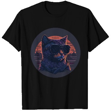 Discover Futuristic retro Cat T Shirts