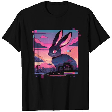 Discover Synthwave Rabbit Cyber Bunny Retro T Shirts