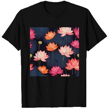 Discover Serenity Blooms: Timeless Lotus Pattern T Shirts