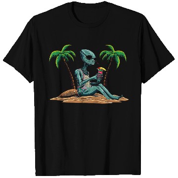 Discover Alien on the beach T Shirts