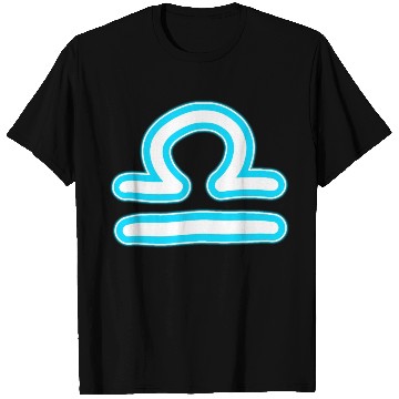 Discover Libra Zodiac Sign Neon Blue T Shirts