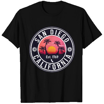 Discover San Diego California Beach Retro Sunset Souvenirs T Shirts