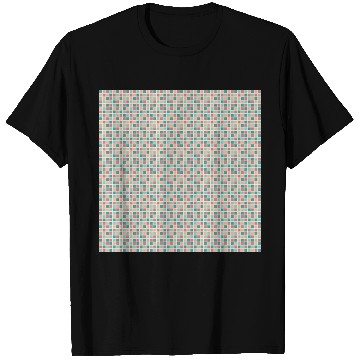 Discover Retro Checkered Pattern Yellow Teal Coral T Shirts