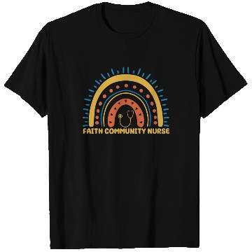 Discover Faith Community Nurse Boho Rainbow T Shirts