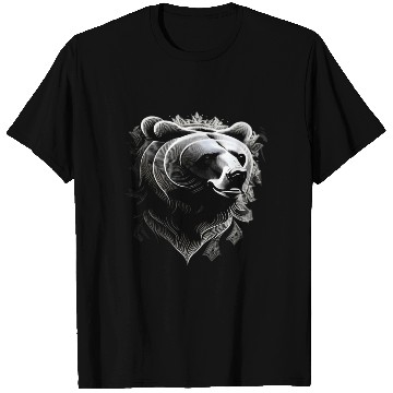 Discover Dark muzzle black and white T Shirts Russian Ornam.