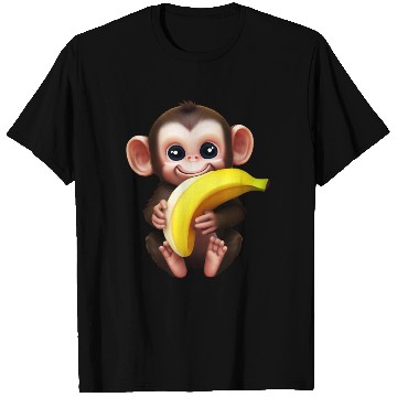 Discover Chimpanzee with Banana - Monkey Lover Design T Shirts