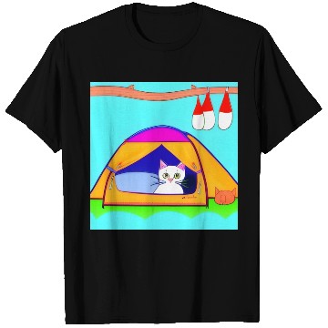 Discover Cat Camping In Nature T Shirts