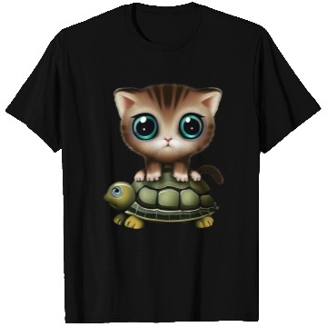 Discover Kitten on turtle T Shirts