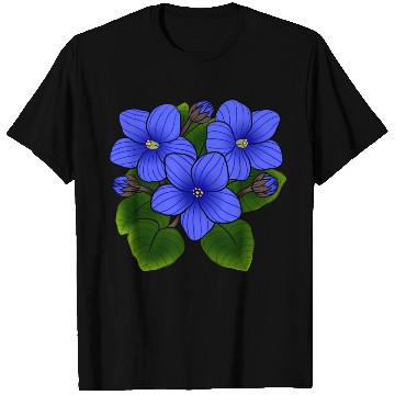 Discover Blue African Violets In Black T Shirts