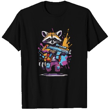 Discover Raccoon with laser gun T Shirts
