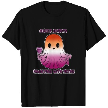 Discover Queer Ghosts, Ghost in Lesbian Flag Colors T Shirts