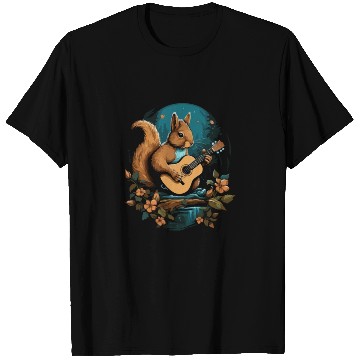 Discover Squirrel playing a guitar T Shirts