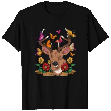 Discover Flowers forest animal gift butterfly deer T Shirts