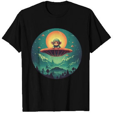 Discover UFO Abduction of a Monkey by an Alien T Shirts