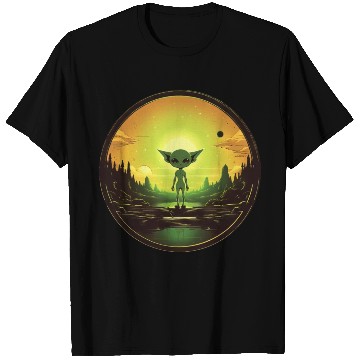 Discover Green Alien at Sunset T Shirts