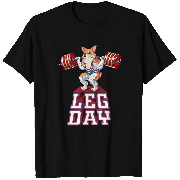 Discover Leg Day Corgi Weight Lifting Squat Gym T Shirts