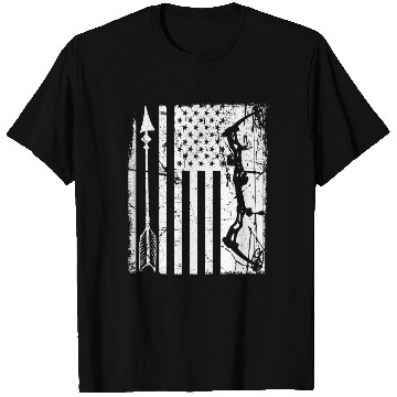 Discover Outdoor Hunting American Flag Bow Arrow Target T Shirts