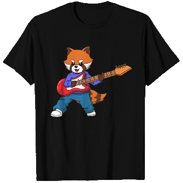 Discover Comic Red Panda Playing Electric Guitar T Shirts