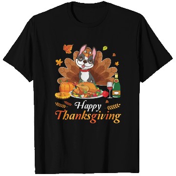 Discover Boston Terrier Turkey Costume Wine Pie Pumpkin T Shirts