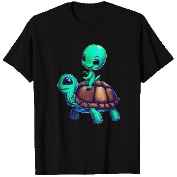 Discover Alien Riding a Turtle T Shirts