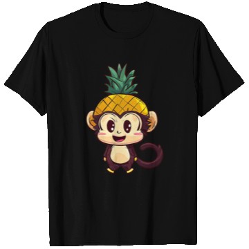 Discover Tropical monkey with pineapple helmet T Shirts