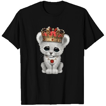 Discover Cute Royal White Lion Wearing Crown T Shirts