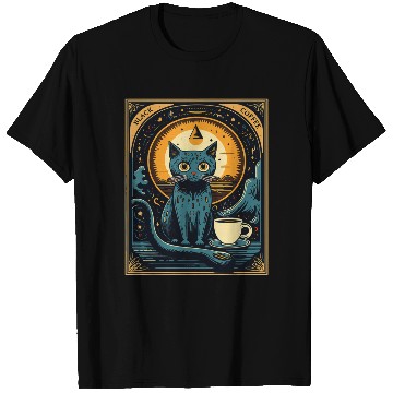 Discover Black Coffee Cat Tarot Card Occult T Shirts