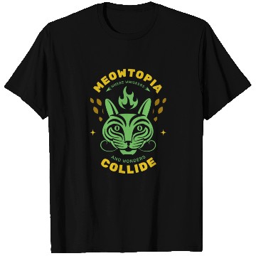 Discover Meowtopia where whiskers and wonders collide T Shirts