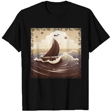 Discover Chocolate Brown Dinghy on Rough Seas T Shirts