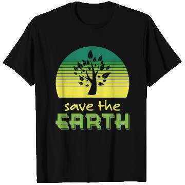 Discover Save The Earth Retro Sunset Green T Shirts