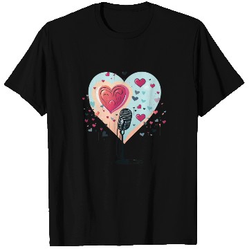 Discover Microphone, music, singer, artist, heart, gift T Shirts