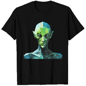 Discover Green Alien in Polygon Style T Shirts