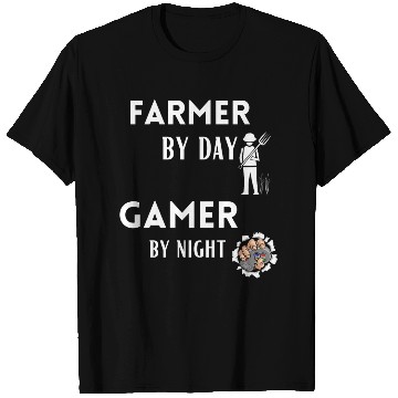 Discover Funny Farmer Farmer By Day Gamer By Night Funny T Shirts