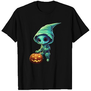 Discover Halloween Alien with Pumpkin - Green T Shirts
