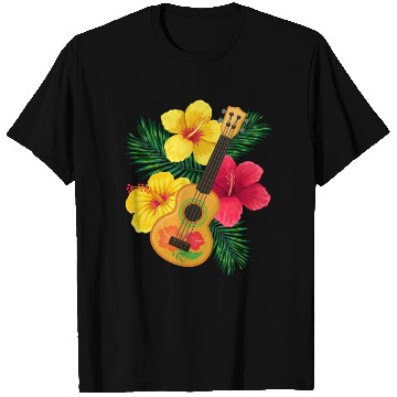Discover Hawaii Ukulele and Hibiscus Flowers Summer T Shirts