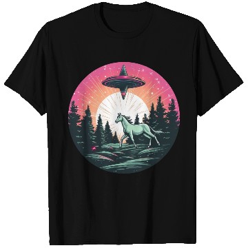 Discover UFO Abduction: Alien Abducts Horse at Sunset T Shirts