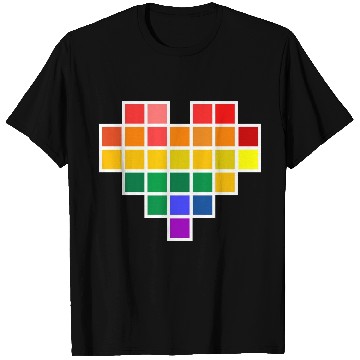 Discover Rainbow Pixel heart T Shirts