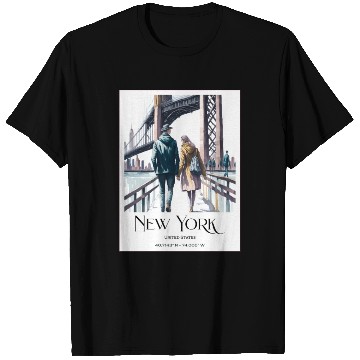Discover Watercolor painting loving couple in New York City T Shirts